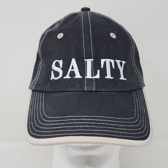 Port Authority Salty Cap Mens Black Ocean Addict Embroidered Baseball Dad Hat - Picture 1 of 11